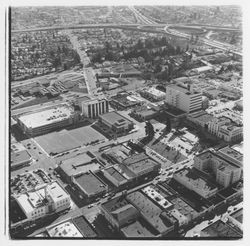 Aerial view of Courthouse and surrounding area, Santa Rosa, California, 1971