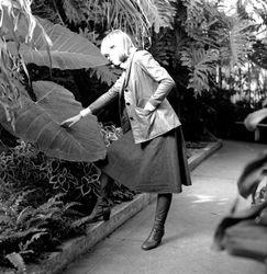 Mattei Brothers men's and women's fashions modeled outdoors at the Golden Gate Park Conservatory