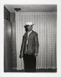 G.K. Hardt in western jacket and hat, Santa Rosa, California, 1957