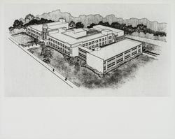 Architect's drawing of Memorial Hospital, Santa Rosa, California, March 31, 1958