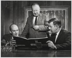 Robert Kerr of Speedspace with two men from Terrapin (an English firm), Santa Rosa, California, 1967