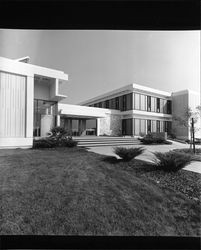 Views of the mosaic located outside the entrance to the Social Services Department building, Santa Rosa, California, 1968