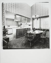 Dining room and kitchen area at Villa Los Alamos condominiums, Santa Rosa, California, 1973