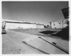 Clearing land in 400 block of 5th Street for a parking lot, Santa Rosa , California, 1964