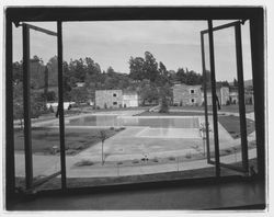 Pool area and courtyard of the Flamingo Hotel, Santa Rosa, California, 1957