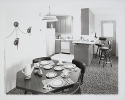 Kitchen and dining area of an Edmor Model home, Cotati, California, 1961