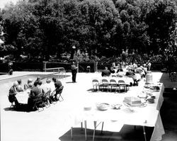 Banquet at Oakmont swimming pool, Santa Rosa, California, 1964