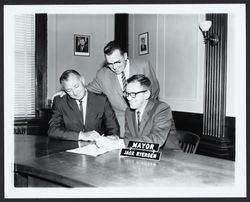 Mayor Jack Ryersen with Warren Buckingham and Herb Ballard, Santa Rosa, California, 1963
