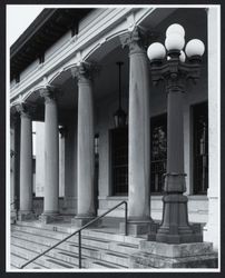 Cast iron lights and stone columns at portice of Post Office, Santa Rosa, California, Nov. 10, 1977