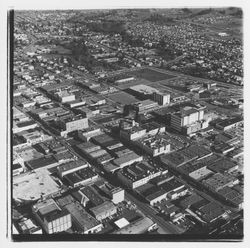 Aerial view of downtown Santa Rosa urban renewal area, Santa Rosa, California, 1971