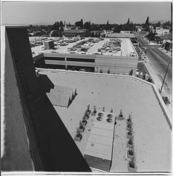 Parking garage at Santa Rosa Plaza construction, Santa Rosa, California, 1981