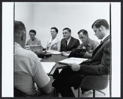 City Hall employees at a meeting, Santa Rosa , California, 1969