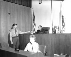 Judge Kenneth M. Eymann in court, Santa Rosa, California, September 4, 1969