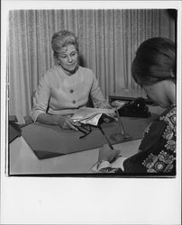 Louise Ederle, owner of the Burbank Business College, Santa Rosa, California, July 11, 1966