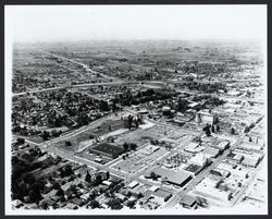 Aerial view of Santa Rosa from intersection of 4th St. and E St. looking southwest, Santa Rosa, California, 1967