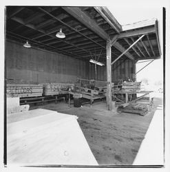 Flooring joist preparation area a portable building base at Speedspace Corporation, 920 Shiloh Road, Windsor, California, 1971