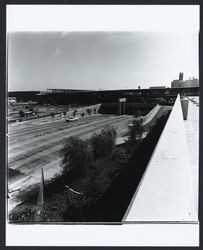 Santa Rosa Plaza being constructed over Third Street viewed from Morgan Street, Santa Rosa, California, 1981