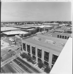 View of Santa Rosa Plaza under construction from the roof of the AT&T Building, 520 Third Street, Santa Rosa, California, 1981