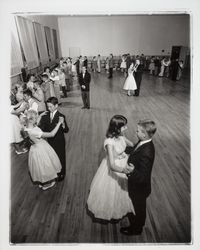 Burkart's Junior Ballroom Studios beginning class at Veterans Memorial Building, Santa Rosa, California, 1959