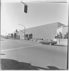 B Street view of completed Santa Rosa Plaza entrance, Santa Rosa, California, 1981