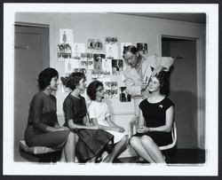 Students at Conover School learning hair styling from M. C. Jay, Santa Rosa, California, 1961