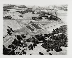 Aerial view of the Woodside subdivision under construction in Bennett Valley, Santa Rosa, California, 1961