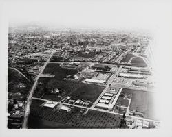 Intersection of Mendocino Avenue and Russell Avenue from the air facing south, Santa Rosa, California, 1967