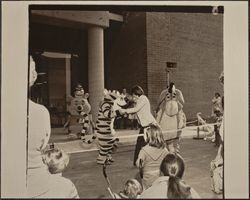 Tigger, Eeyore and Winnie the Pooh at Sears ribbon cutting for new Santa Rosa Plaza store, Santa Rosa, California, 1980