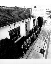 Group of men in front of the Chamber of Commerce Office, Santa Rosa, California, 1971