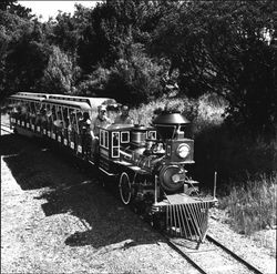 Riding the train at Train Town, Sonoma, California, 1970