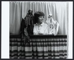 Jan Van Schuyver doing a puppet show, Santa Rosa, California, 1978