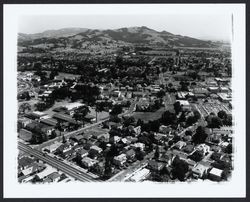 Aerial view of Santa Rosa from intersection of King and Beaver with College Ave, Santa Rosa , California, 1963