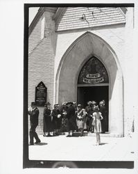 Leaving church after Sunday services, Petaluma, California, 1938