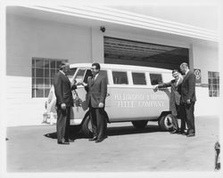 Redwood Empire Title Company receiving their Volkswagen van from Veale Volkswagen, Santa Rosa, California, 1964