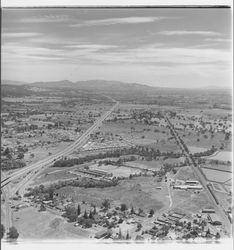 Aerial view of a mobilehome park near Windsor, California, 1972