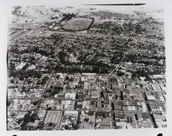 Aerial view of central Santa Rosa, California, looking south toward Race Track, 1962