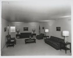 Reception room at Welti Chapel of the Roses, Santa Rosa, California, 1957