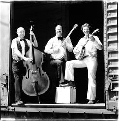 South Town Strummers at the Southern Pacific station, Santa Rosa, California, 1980