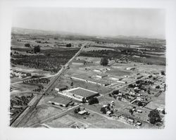 Looking north from Coffey Lane and the railroad tracks, Santa Rosa, California, 1963