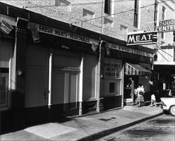 Exterior views of Guerneville Food Center and First Street, Guerneville, Guerneville, California, September 4, 1969