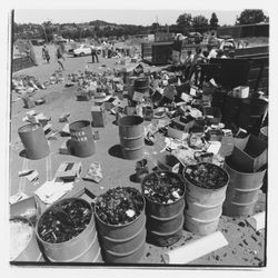 Glass sorting barrels at the Recycling Center, Santa Rosa, California, 1971