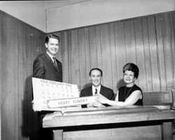 Heart Association members with heart fund signs, Santa Rosa, California, 1968