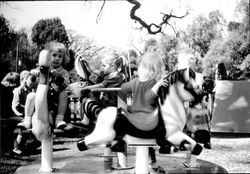 Unidentified children on playground equipment, Santa Rosa, California, 1963
