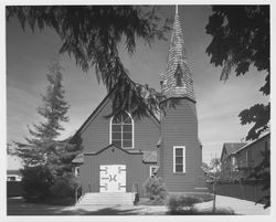 Front exterior view of the Church Built from One Tree, Santa Rosa, California, 1970