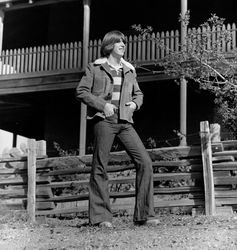 Mattei Brothers men's and women's fashions modeled outside the Petaluma Adobe