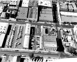 Santa Rosa, California, looking over 3rd and 4th Streets at B Street (aerial view), September 25, 1962