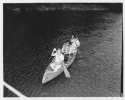 Girl Scouts in canoes, Guerneville, California, 1961
