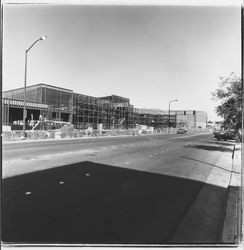 Fourth and B Street entrance to Santa Rosa Plaza under construction from B Street, Santa Rosa, California, 1981