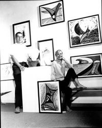 Stuart Davis and Patty Bowler with their Artrium entries, Santa Rosa, California, 1967