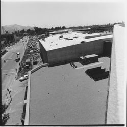 View of Santa Rosa Plaza under construction from the roof of Macy's ...